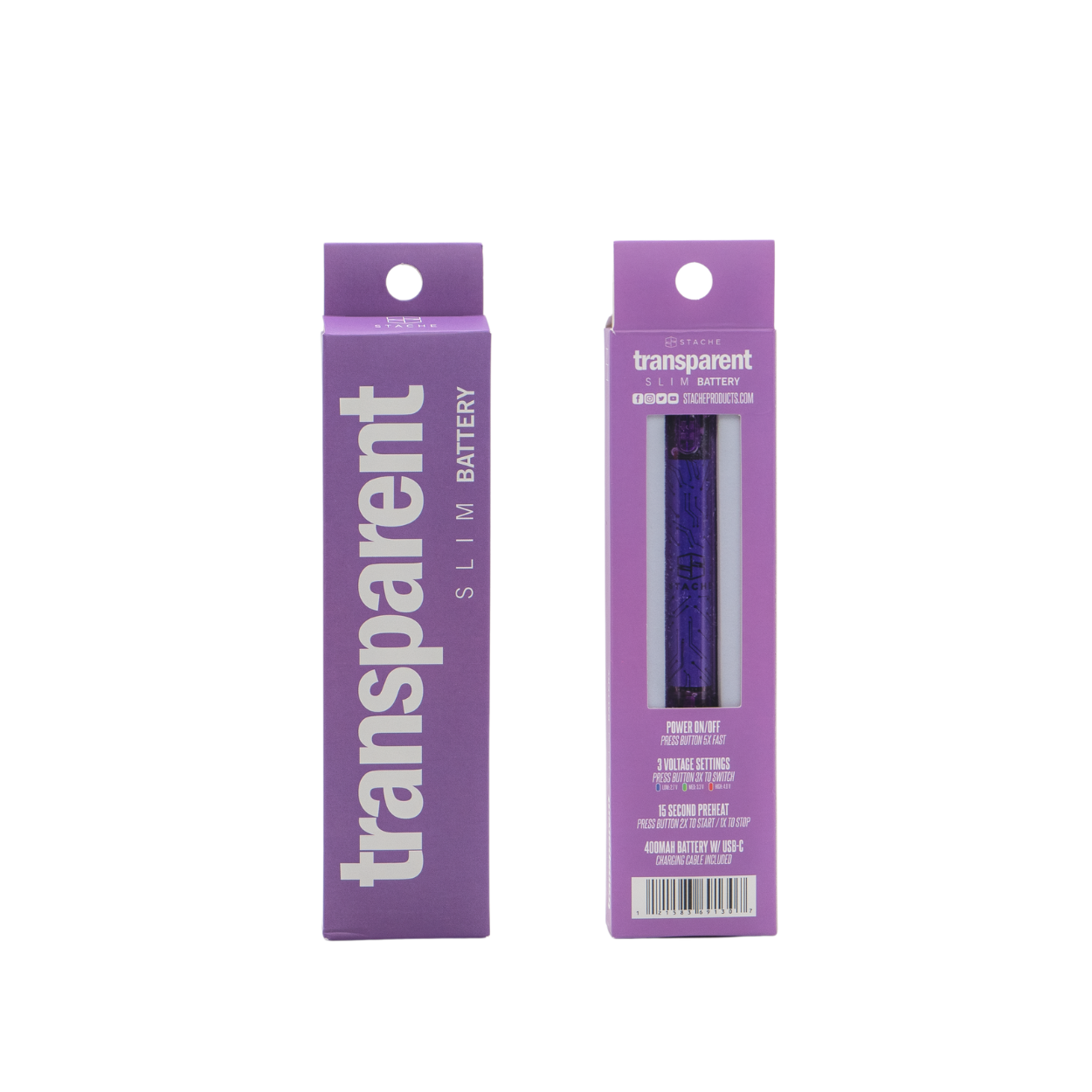 Transparent light up Vape battery by Stache - Image 10
